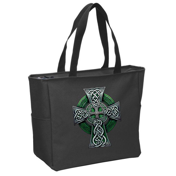 Irish Celtic Cross Knot Christian Holy Trinity Scottish Celt Zip Tote Bag