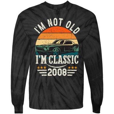 Im Classic Car 15th Birthday Gift 15 Years Old Born In 2008 Tie-Dye Long Sleeve Shirt