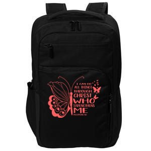 I Can Do All Things Through Christ Religous Bible Butterfly Gift Impact Tech Backpack