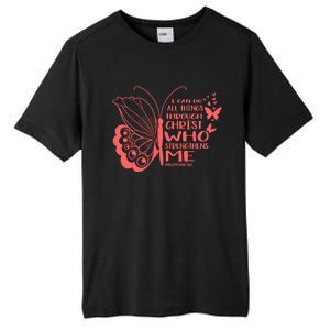 I Can Do All Things Through Christ Religous Bible Butterfly Gift Tall Fusion ChromaSoft Performance T-Shirt