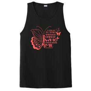 I Can Do All Things Through Christ Religous Bible Butterfly Gift PosiCharge Competitor Tank