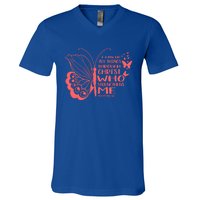 I Can Do All Things Through Christ Religous Bible Butterfly Gift V-Neck T-Shirt