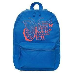 I Can Do All Things Through Christ Religous Bible Butterfly Gift 16 in Basic Backpack