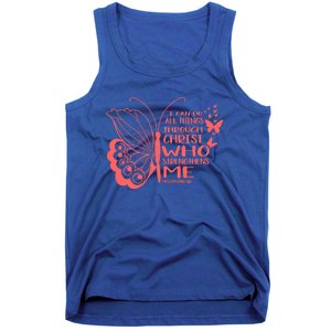 I Can Do All Things Through Christ Religous Bible Butterfly Gift Tank Top