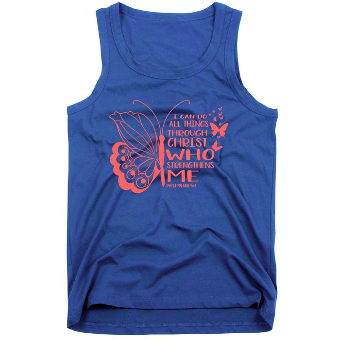 I Can Do All Things Through Christ Religous Bible Butterfly Gift Tank Top