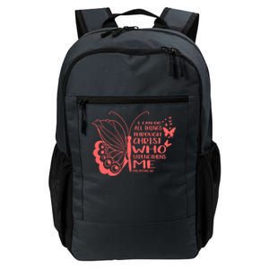 I Can Do All Things Through Christ Religous Bible Butterfly Gift Daily Commute Backpack