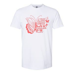 I Can Do All Things Through Christ Religous Bible Butterfly Gift Softstyle CVC T-Shirt