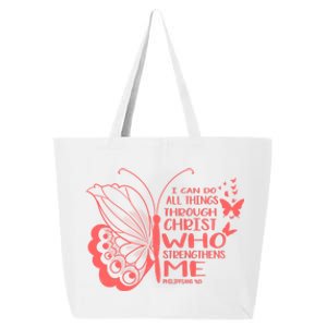 I Can Do All Things Through Christ Religous Bible Butterfly Gift 25L Jumbo Tote