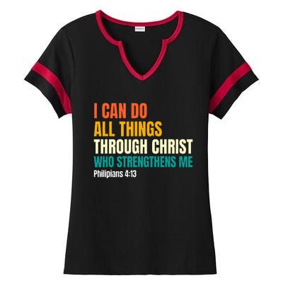 I Can Do All Things Through Christ Christian Faith Ladies Halftime Notch Neck Tee