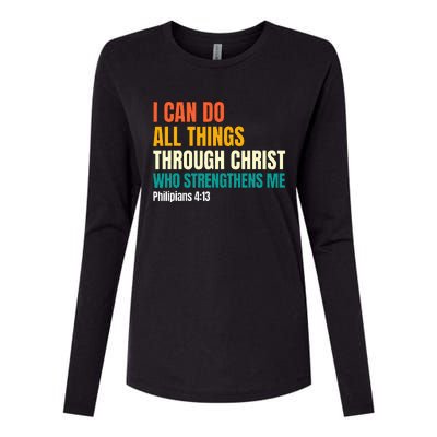 I Can Do All Things Through Christ Christian Faith Womens Cotton Relaxed Long Sleeve T-Shirt