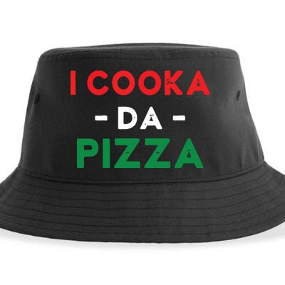 I Cooka Da Pizza Funny Italian Food Meme Italian Slang Cook Sustainable Bucket Hat
