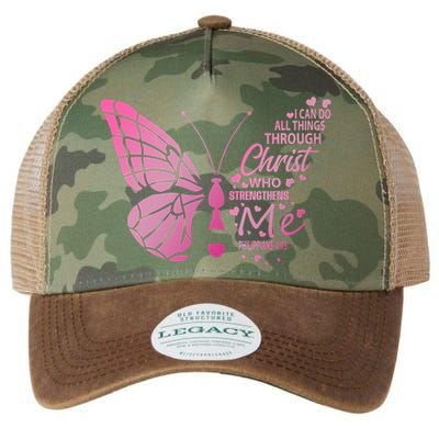 I Can Do All Things Through Christ Religous Bible Butterfly Funny Gift Legacy Tie Dye Trucker Hat