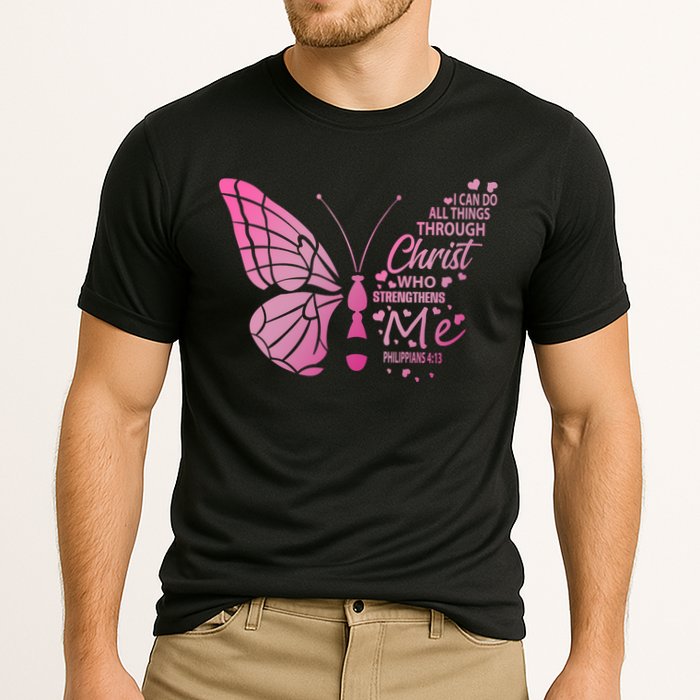 I Can Do All Things Through Christ Religous Bible Butterfly Funny Gift Cooling Performance Crew T-Shirt
