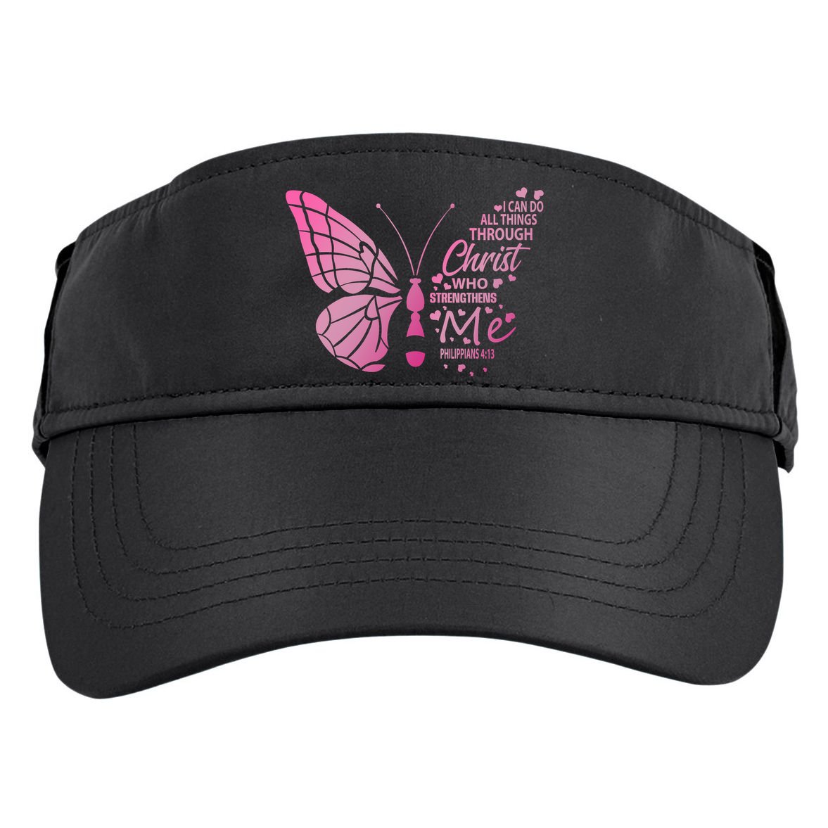I Can Do All Things Through Christ Religous Bible Butterfly Funny Gift Adult Drive Performance Visor