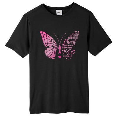 I Can Do All Things Through Christ Religous Bible Butterfly Funny Gift Tall Fusion ChromaSoft Performance T-Shirt