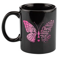 I Can Do All Things Through Christ Religous Bible Butterfly Funny Gift 11oz C Handle Ceramic Mug