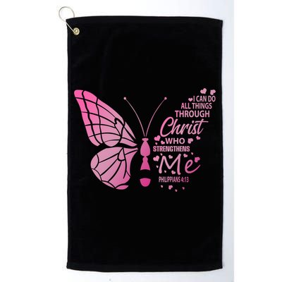 I Can Do All Things Through Christ Religous Bible Butterfly Funny Gift Golf Towel