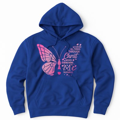 I Can Do All Things Through Christ Religous Bible Butterfly Funny Gift Hoodie