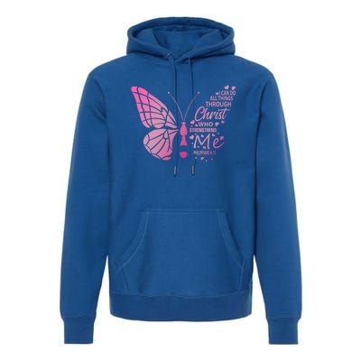 I Can Do All Things Through Christ Religous Bible Butterfly Funny Gift Premium Hoodie