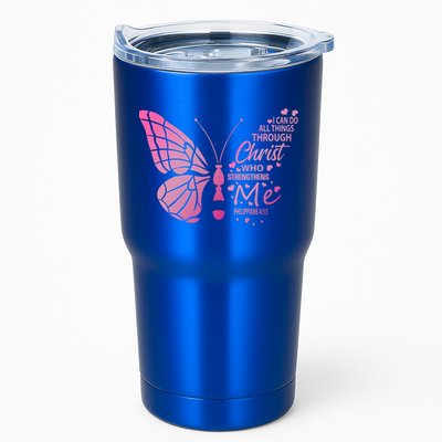 I Can Do All Things Through Christ Religous Bible Butterfly Funny Gift Tumbler