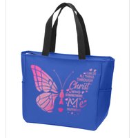 I Can Do All Things Through Christ Religous Bible Butterfly Funny Gift Zip Tote Bag