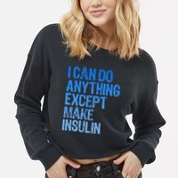 I Can Do Anything Except Make Insulin T1d Diabetes Awareness Cropped Pullover Crew