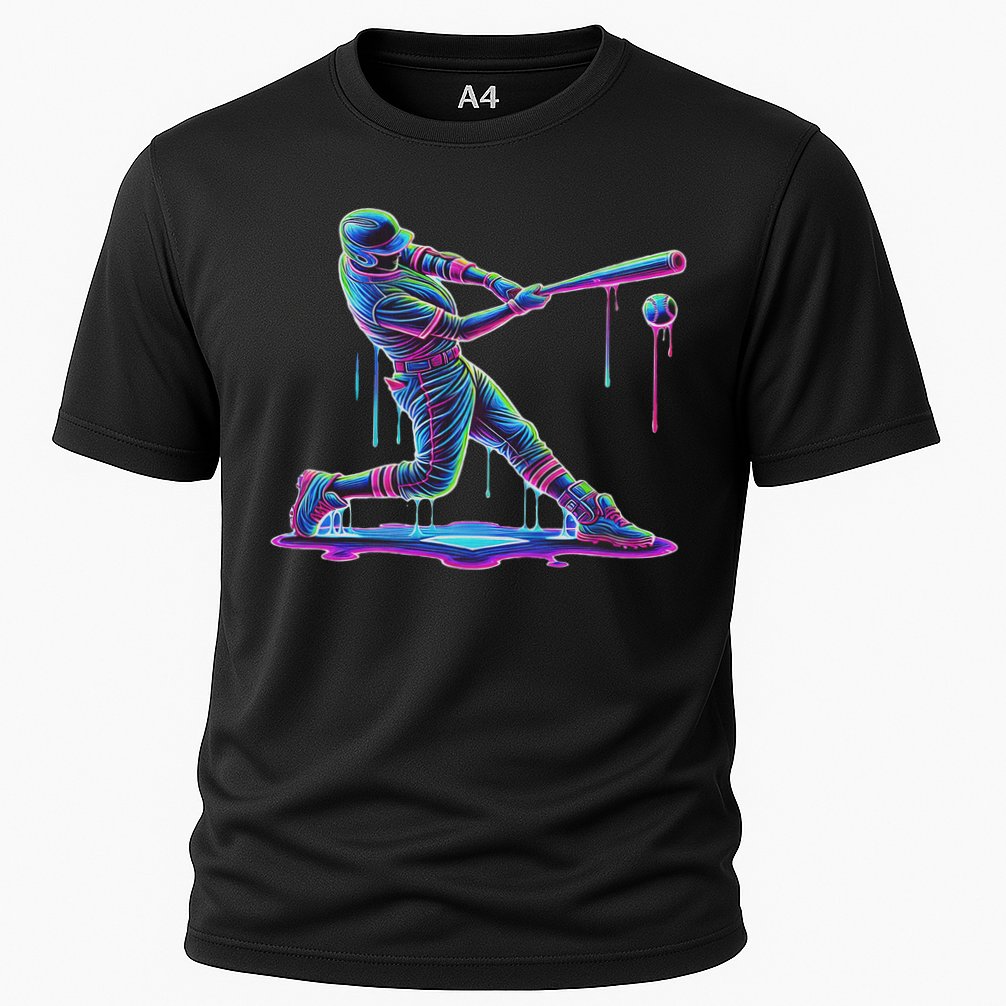 Ice Cream Drip Baseball Bat Baseball Player Cooling Performance Crew T-Shirt
