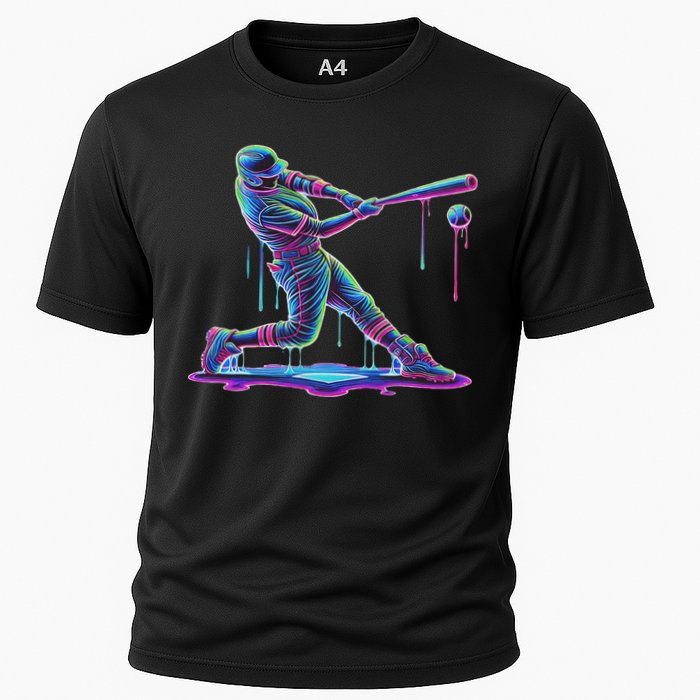 Ice Cream Drip Baseball Bat Baseball Player Cooling Performance Crew T-Shirt