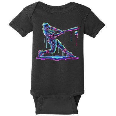 Ice Cream Drip Baseball Bat Baseball Player Baby Bodysuit