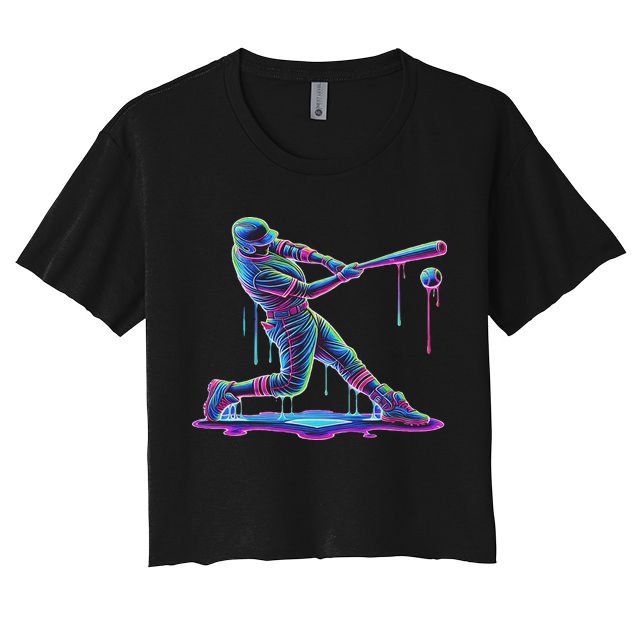 Ice Cream Drip Baseball Bat Baseball Player Crop Top