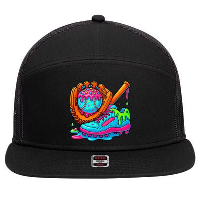 Ice Cream Drip Baseball Stuff Baseball Dripping For 7 Panel Mesh Trucker Snapback Hat