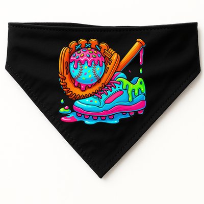 Ice Cream Drip Baseball Stuff Baseball Dripping For USA-Made Doggie Bandana