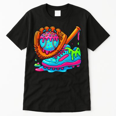 Ice Cream Drip Baseball Stuff Baseball Dripping For Tall T-Shirt
