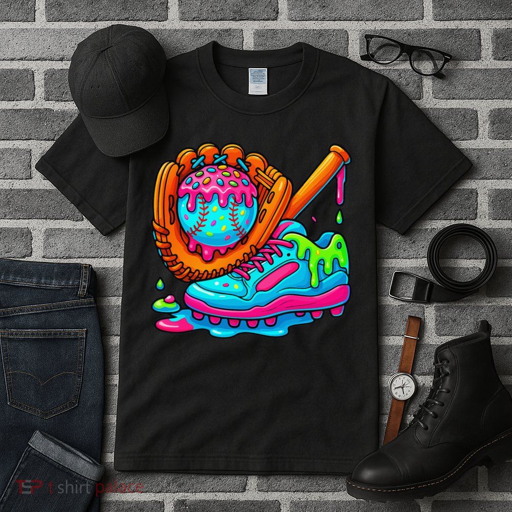 Ice Cream Drip Baseball Stuff Baseball Dripping For Tall T-Shirt