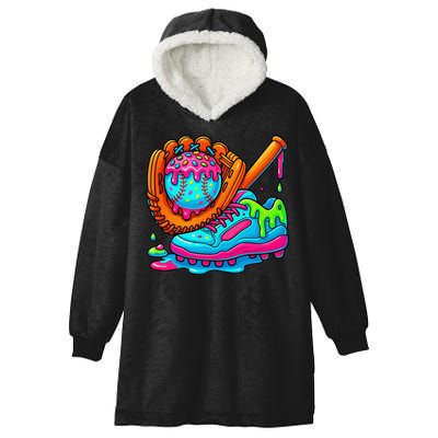 Ice Cream Drip Baseball Stuff Baseball Dripping For Hooded Wearable Blanket