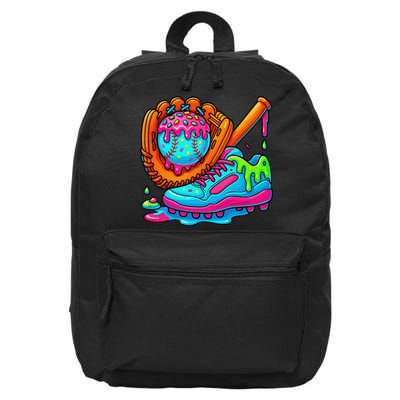Ice Cream Drip Baseball Stuff Baseball Dripping For 16 in Basic Backpack