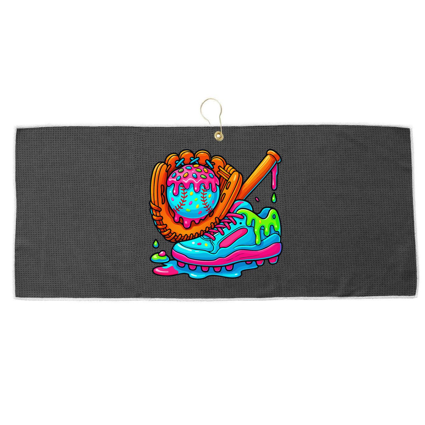 Ice Cream Drip Baseball Stuff Baseball Dripping For Large Microfiber Waffle Golf Towel