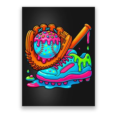 Ice Cream Drip Baseball Stuff Baseball Dripping For Poster