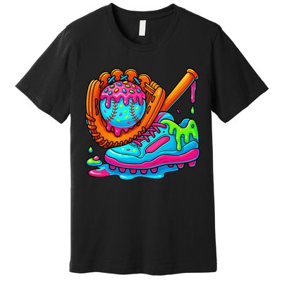 Ice Cream Drip Baseball Stuff Baseball Dripping For Premium T-Shirt