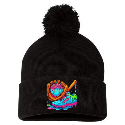 Ice Cream Drip Baseball Stuff Baseball Dripping For Pom Pom 12in Knit Beanie