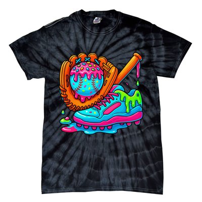 Ice Cream Drip Baseball Stuff Baseball Dripping For Tie-Dye T-Shirt