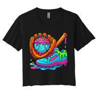 Ice Cream Drip Baseball Stuff Baseball Dripping For Women's Crop Top Tee