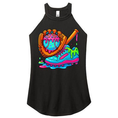 Ice Cream Drip Baseball Stuff Baseball Dripping For Women's Perfect Tri Rocker Tank