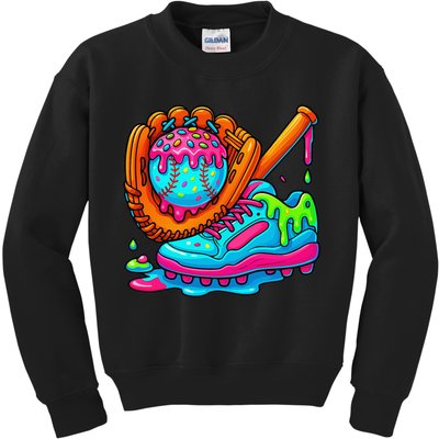 Ice Cream Drip Baseball Stuff Baseball Dripping For Kids Sweatshirt