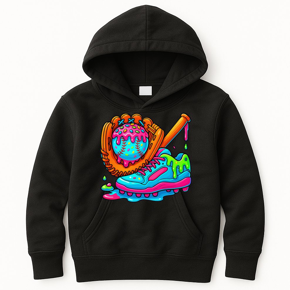 Ice Cream Drip Baseball Stuff Baseball Dripping For Kids Hoodie