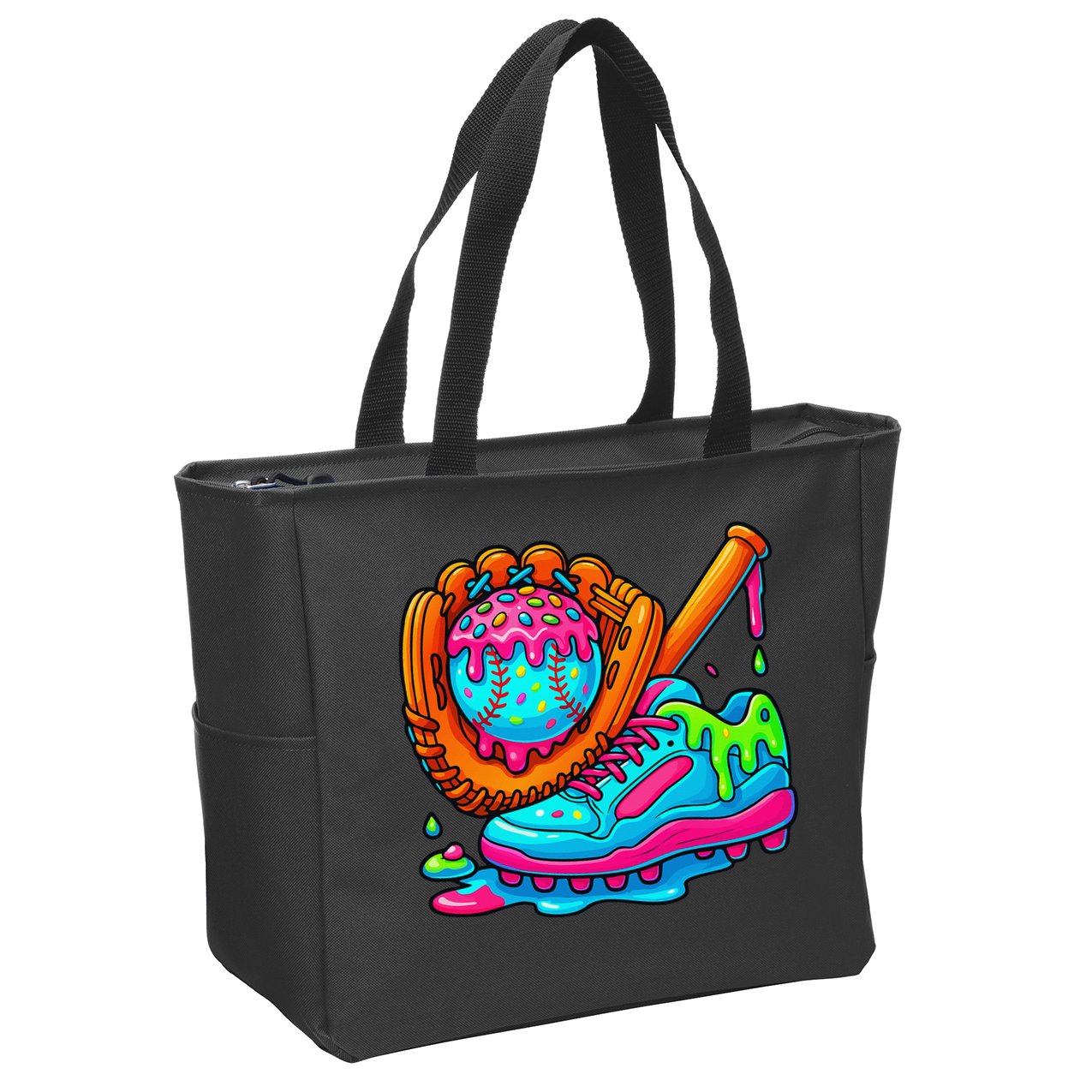 Ice Cream Drip Baseball Stuff Baseball Dripping For Zip Tote Bag