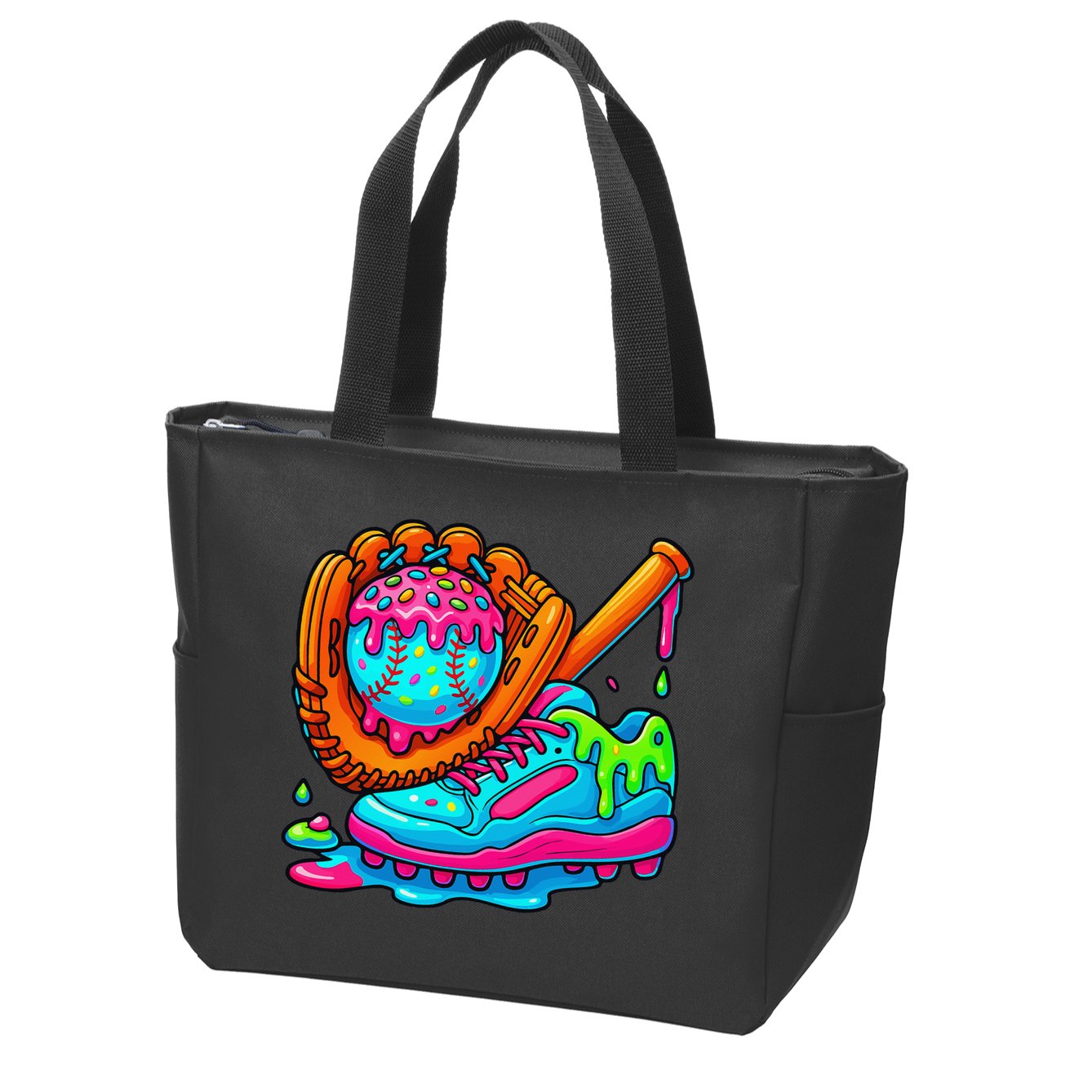 Ice Cream Drip Baseball Stuff Baseball Dripping For Zip Tote Bag