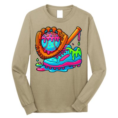 Ice Cream Drip Baseball Stuff Baseball Dripping For Long Sleeve Shirt