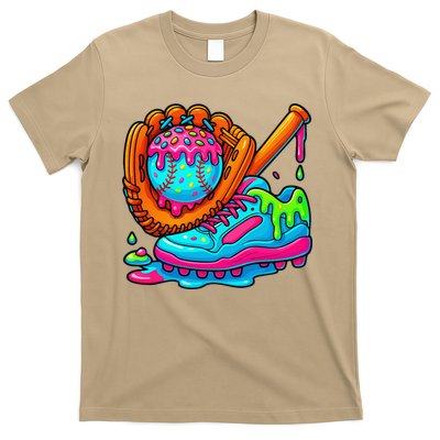 Ice Cream Drip Baseball Stuff Baseball Dripping For T-Shirt