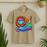 Ice Cream Drip Baseball Stuff Baseball Dripping For T-Shirt